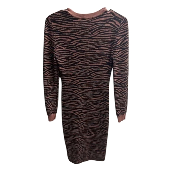 NWOT Express x Negin Mirsalehi Zebra Print Crewneck Fitted Midi Sweater … - Picture 4 of 8